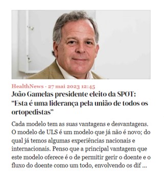 João Gamelas presidente eleito da SPOT: “Esta é uma liderança pela união de todos os ortopedistas”