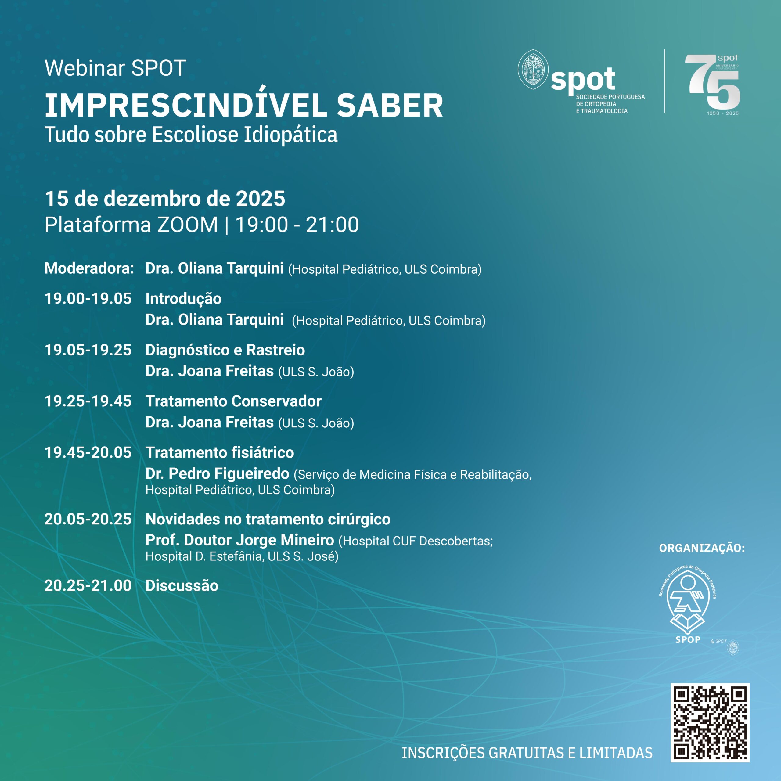 SPOT promove webinar sobre avanços no diagnóstico e tratamento da escoliose idiopática