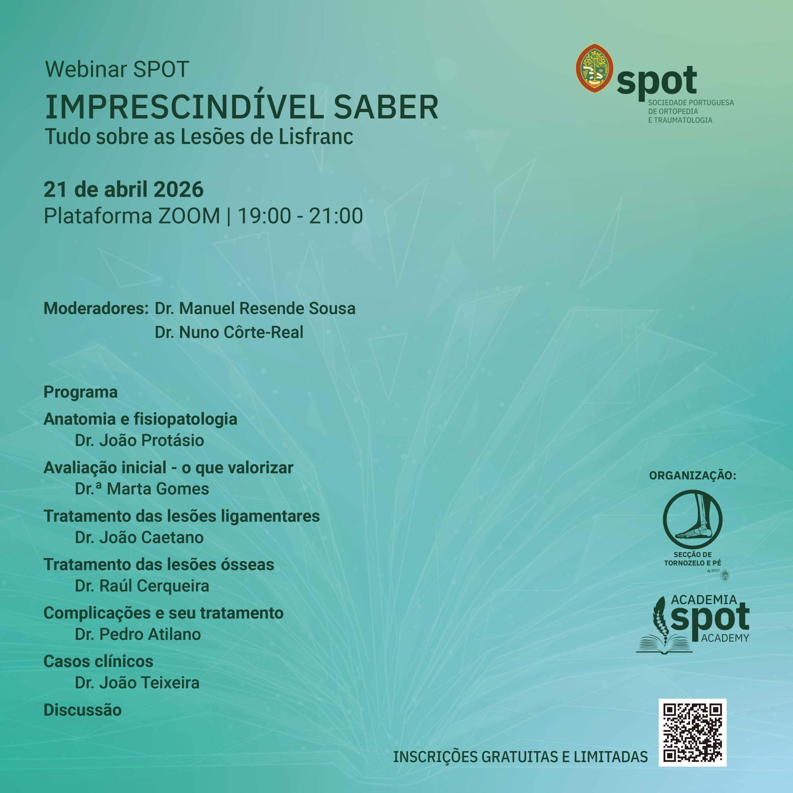 Webinar dedicado às lesões de Lisfranc