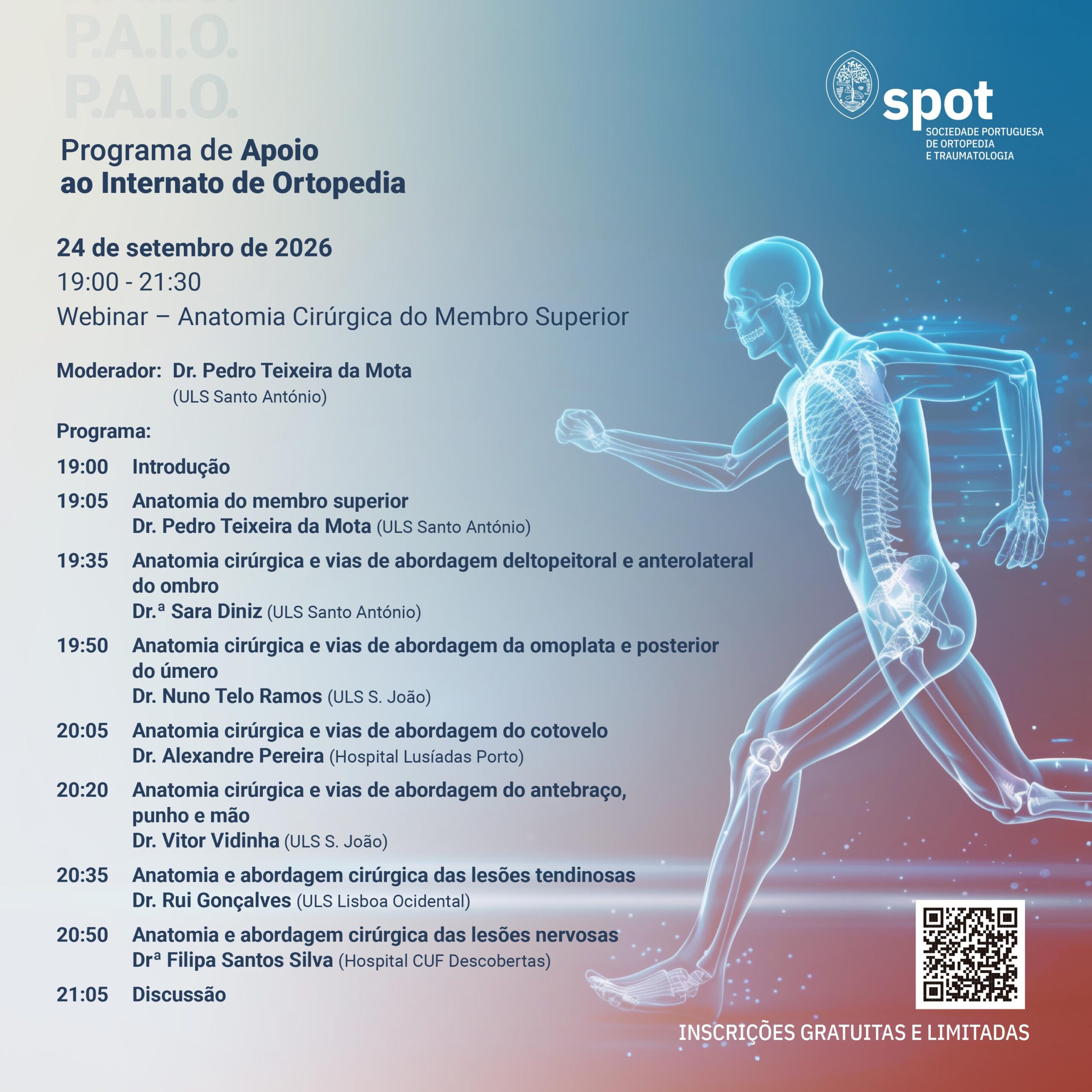 P.A.I.O. promove webinar dedicado à Anatomia Cirúrgica do Membro Superior