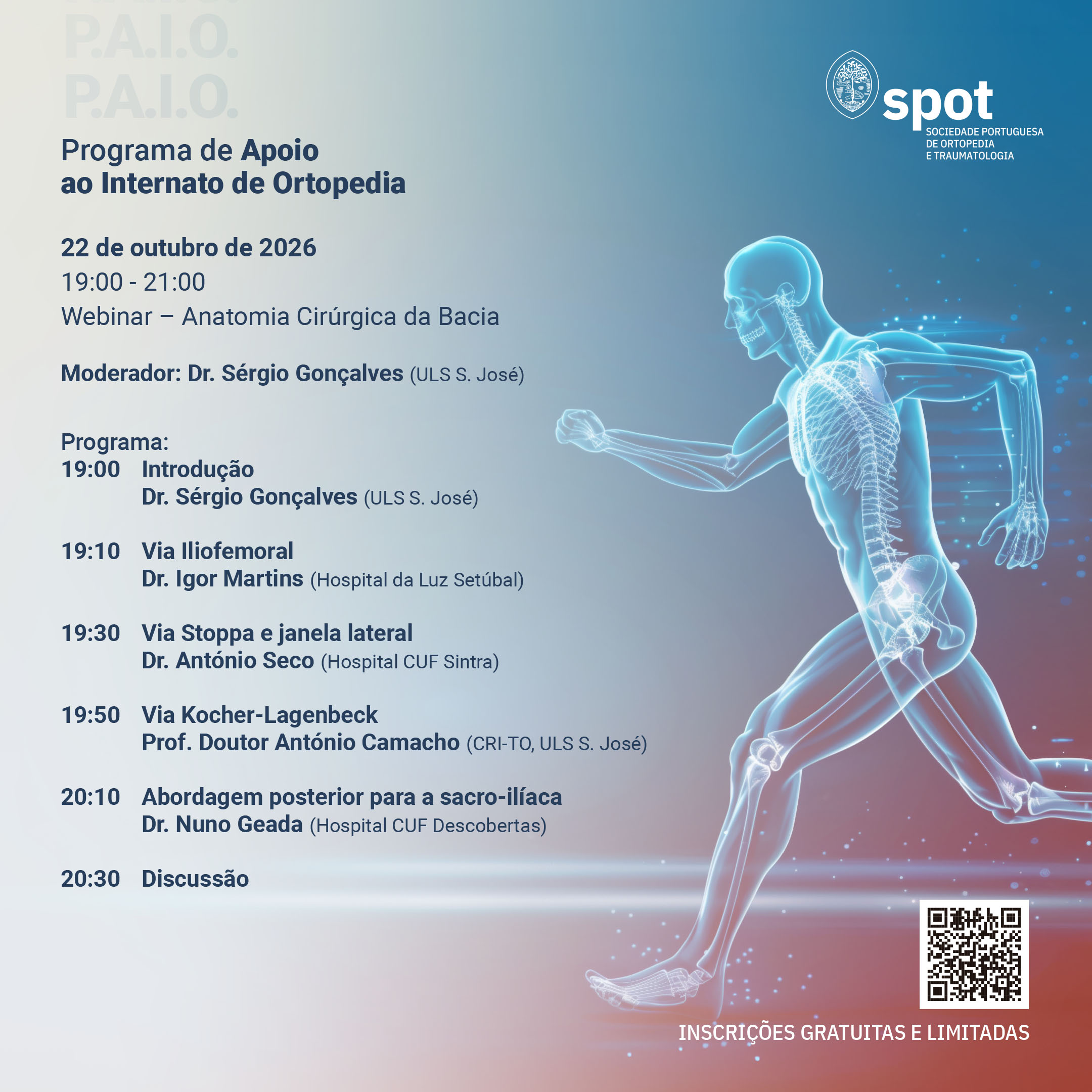 SPOT promove webinar dedicado à anatomia cirúrgica da bacia